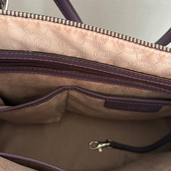 Michael Kors Plum Saffiano Leather Tote with MK Charm - Picture 4 of 6